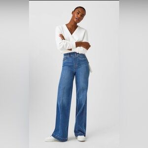 SPANX Indigo seamed front Wide Leg Jeans